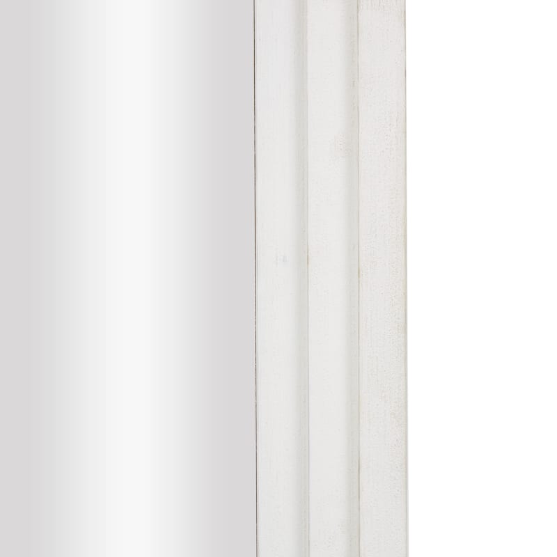 White Wooden Oval Room Wall Mirror with Layered Frame