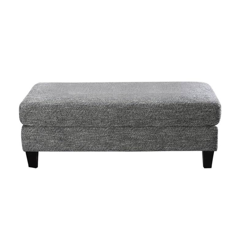 Contemporary Style Ottoman Gray Color Chenille 1pc Ottomans Living Room Furniture Plush Seat