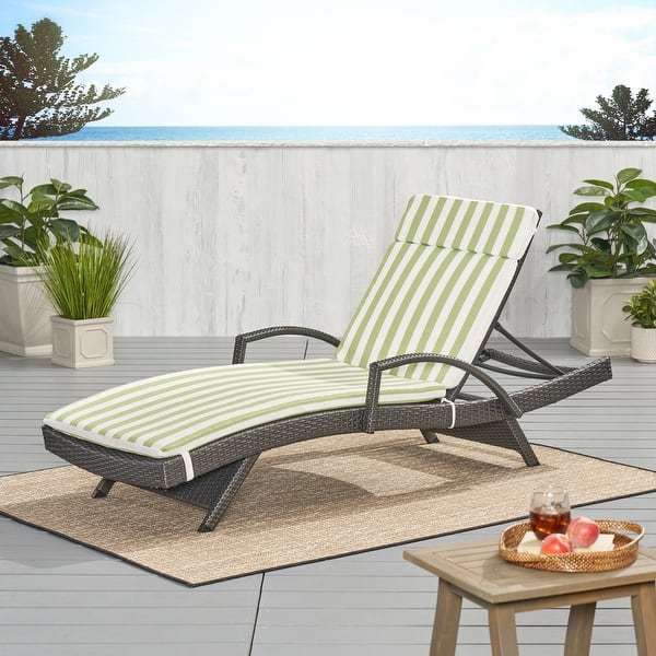 slide 1 of 90, Salem Outdoor Chaise Lounge Cushion by Christopher Knight Home green/white stripe