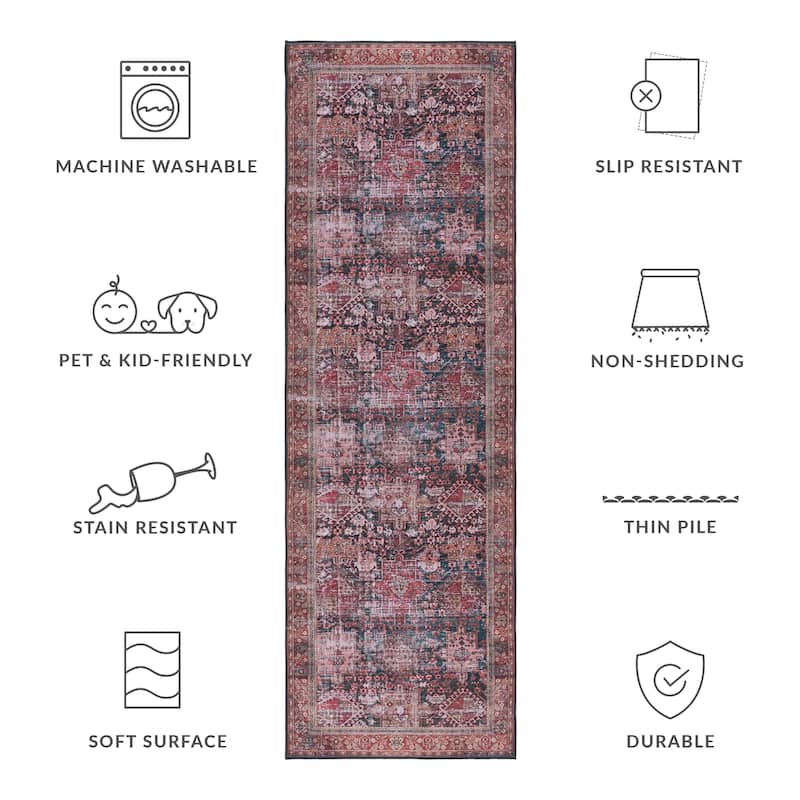 SAFAVIEH Tucson Machine Washable Slip Resistant Gena Oriental Rug