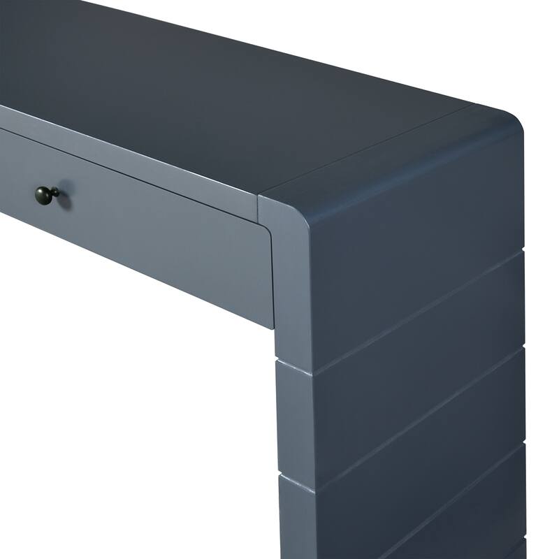 Farmhouse Rustic Entryway Table Curved Console Table with 2 Drawers, for Entryway, Hallway, Living Room, Navy