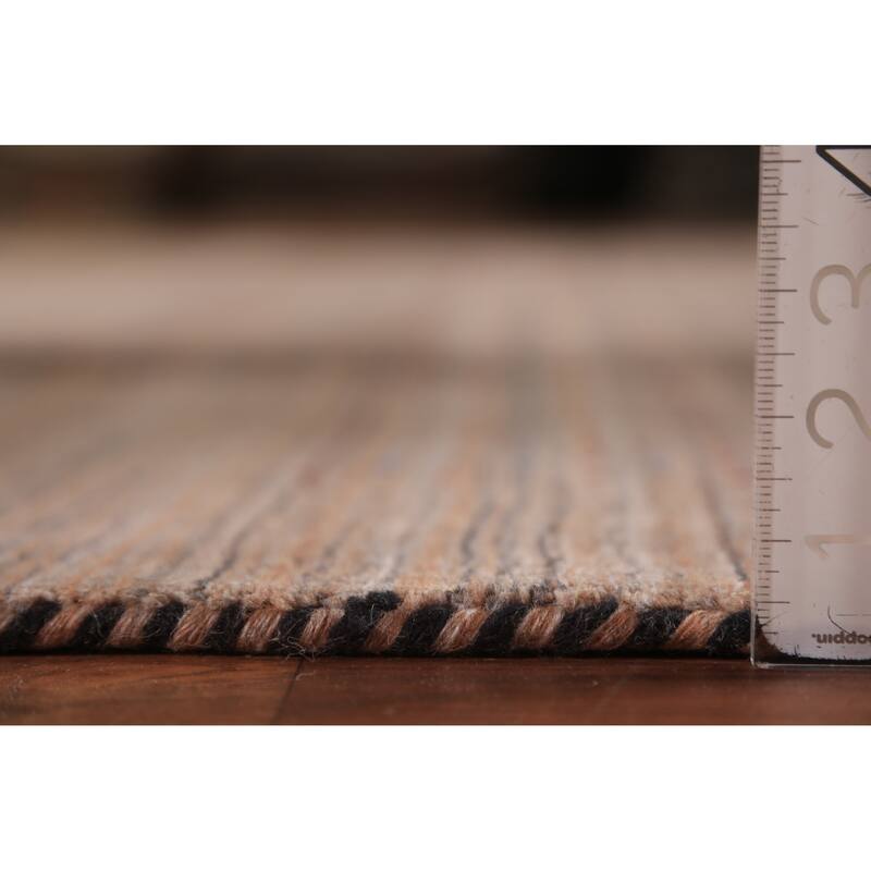 Striped Brown Gabbeh Oriental Area Rug Hand-Knotted Wool Carpet - 8'0" x 9'9"
