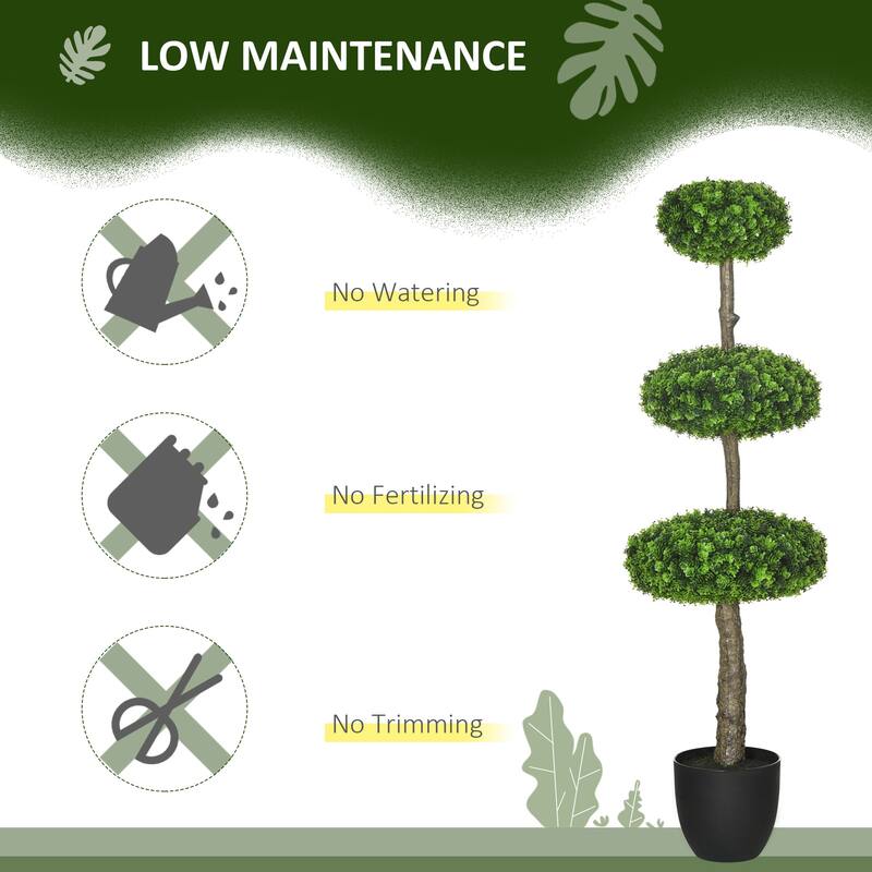 Set of 2 Artificial Boxwood Topiary Trees in Pots, Artificial Plants Faux Trees