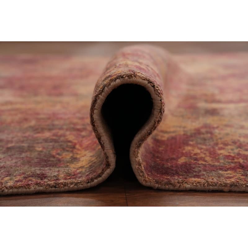 Hand Knotted Oriental Viscose Silk Carpet Modern Abstract Multi-Colored Abstract Area Rug - 9' 7'' X 6' 8''