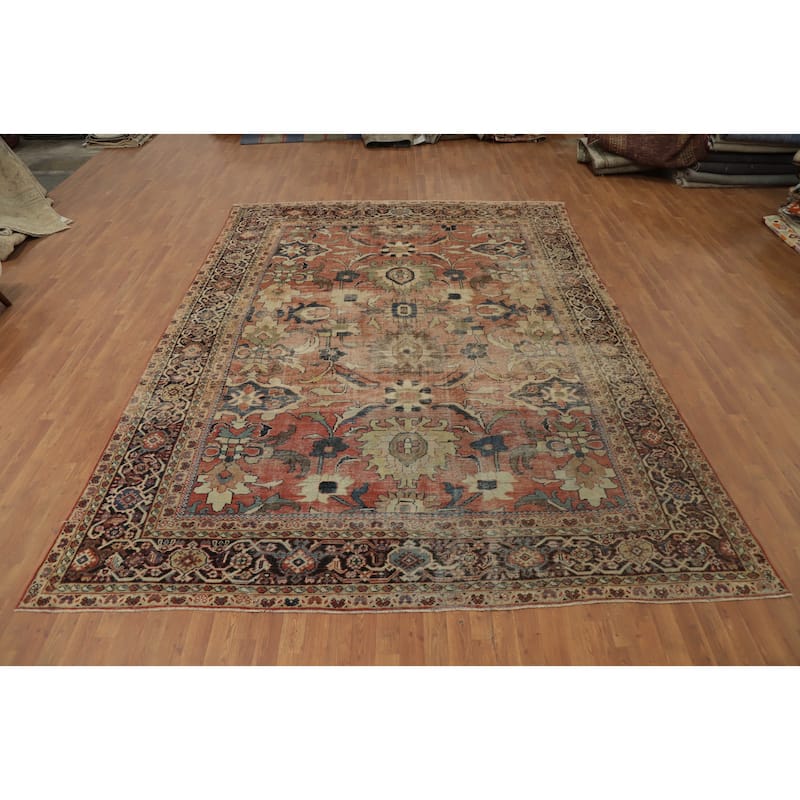 Hand Knotted Oriental 100% Wool Carpet Traditional Floral Oranges & Rust Sultanabad Area Rug - 12' 7'' X 9' 4''