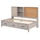 preview thumbnail 26 of 24, Twin Size Lounge Daybed with 3-Drawers，Kids Cork Board Bed Frame with USB Ports and 2 Built-in Storage Shelves, Antique Wood