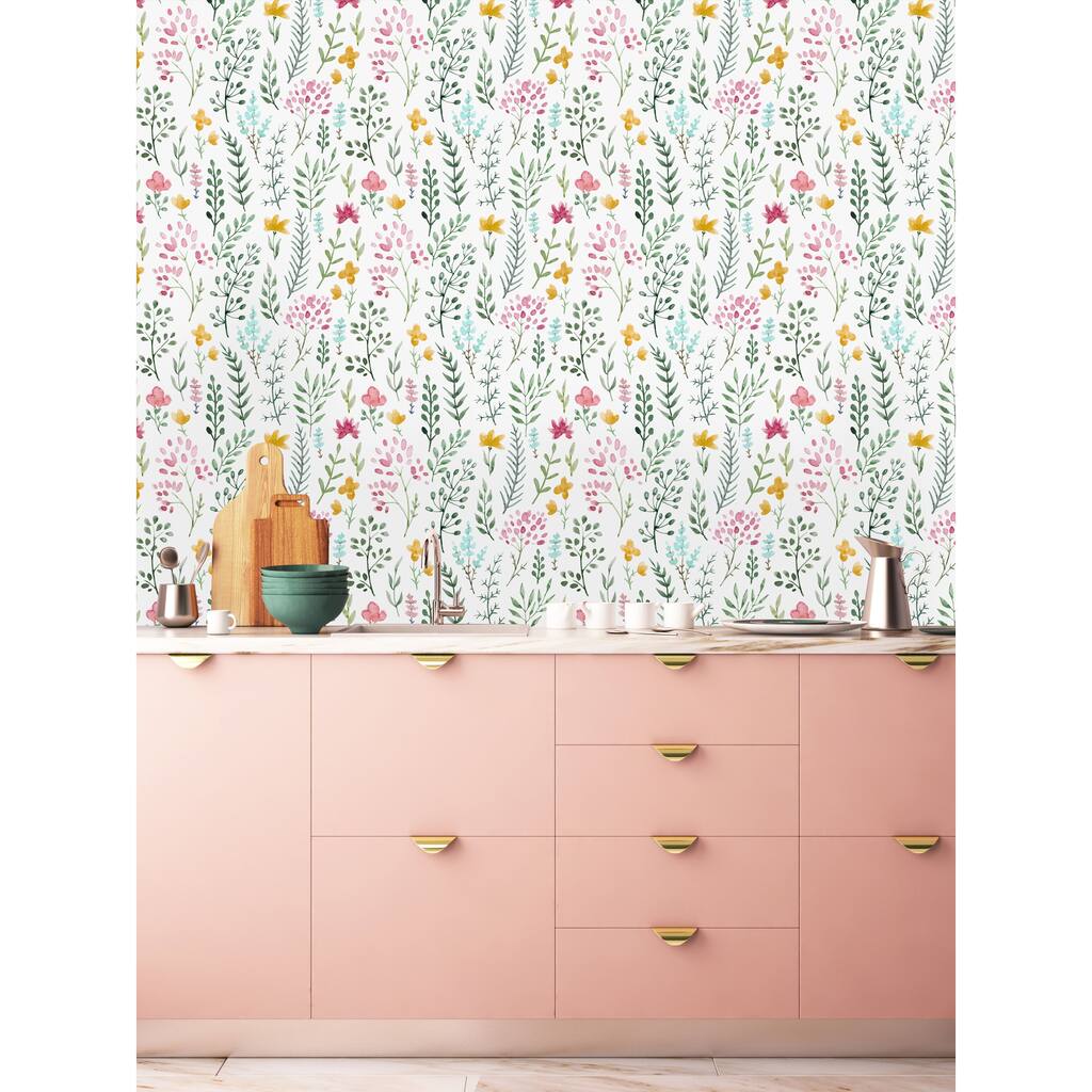 Watercolor Lovely Flowers Peel and Stick Wallpaper