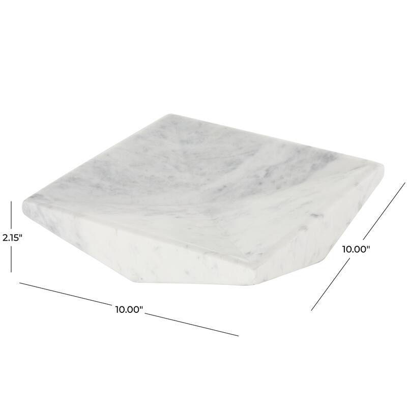 White Marble Square Geometric Living Room Decor Tray