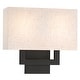 preview thumbnail 18 of 18, 12in H Dark Bronze Wall Sconce Light With Oatmeal Fabric Shade