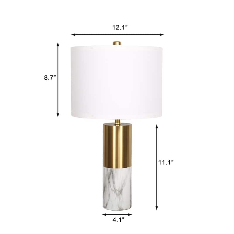 Marble Metal Table Lamp With Linen Shade Set of 2