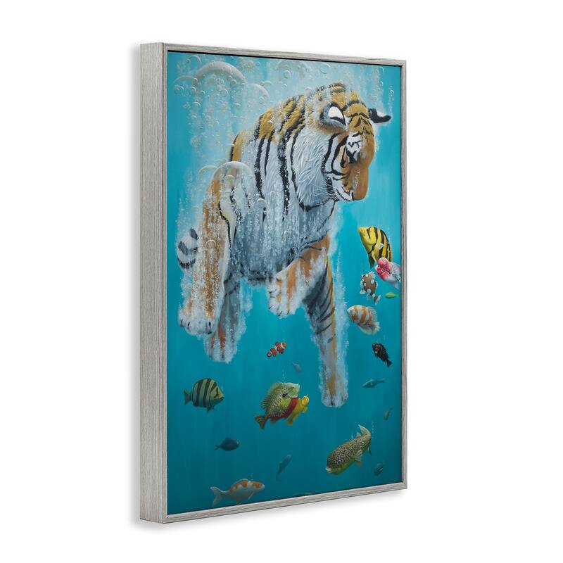 Stupell Swimming Tiger Among Fish Framed Giclee Art Design By Heather Gauthier