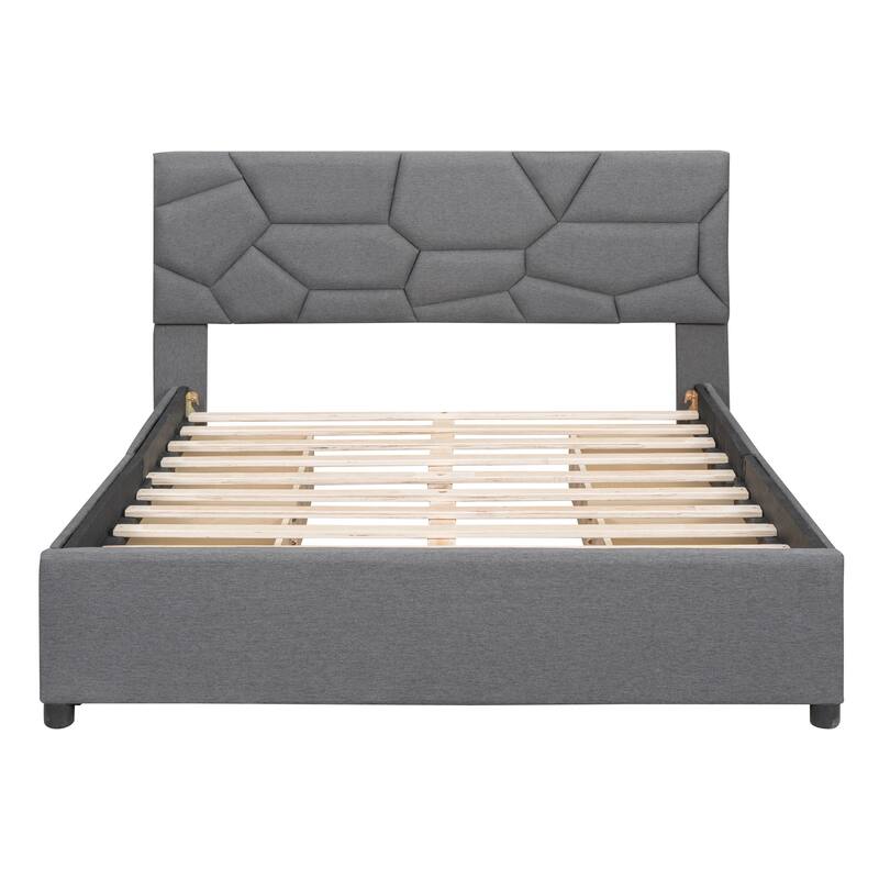 Brick Pattern Headboard Platform Bed with 4 Drawers Bed Bath & Beyond