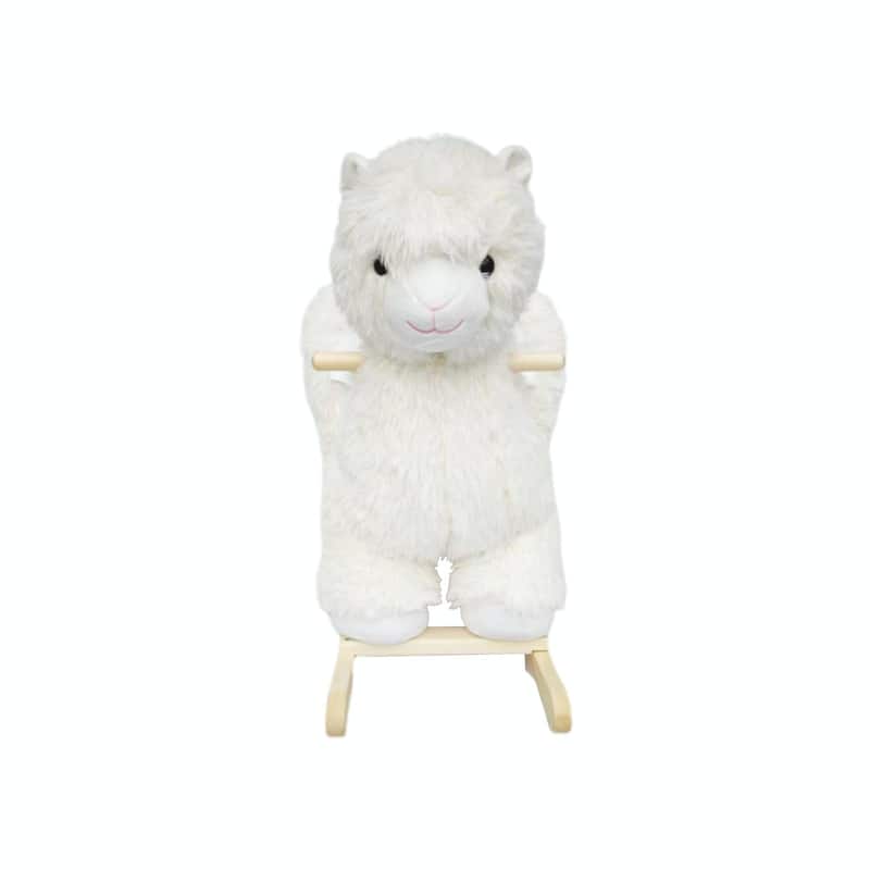 Kids Ride-On Rocking Horse Toy with Lullaby Song, Rocking Toy with Hand Puppets & Safety Belt