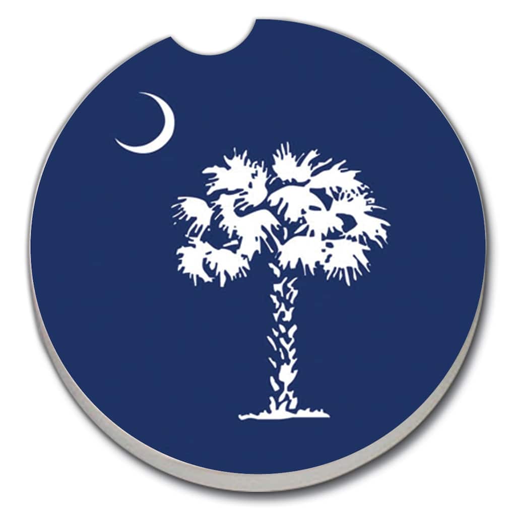Counterart Absorbent Stoneware Car Coaster, Sc State Flag, Set of 2 - 2.5