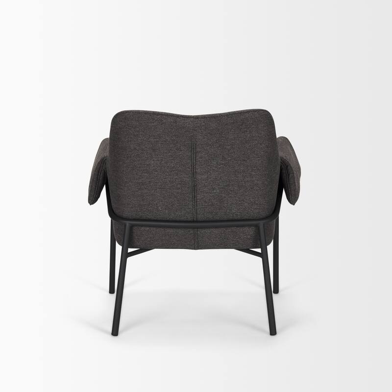 Brently Accent Chair w/ Cream Boucle Fabric & Matte Black Metal Legs