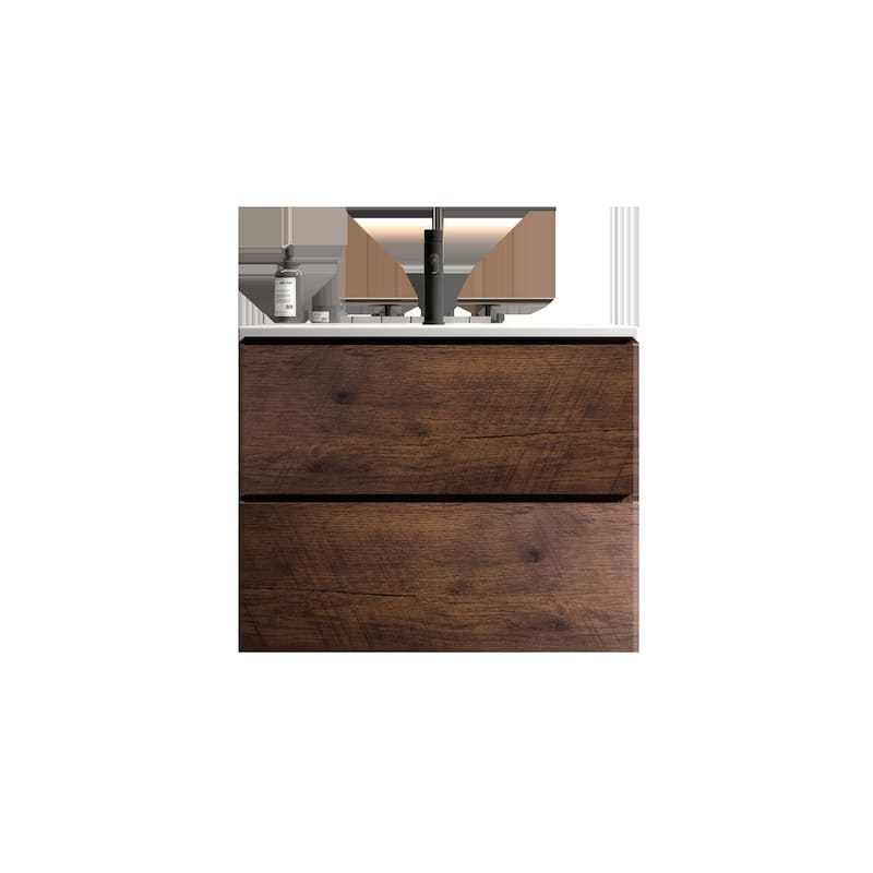 Wall-Mount 24" Bathroom Vanity with Ceramic Sink - One Faucet Hole