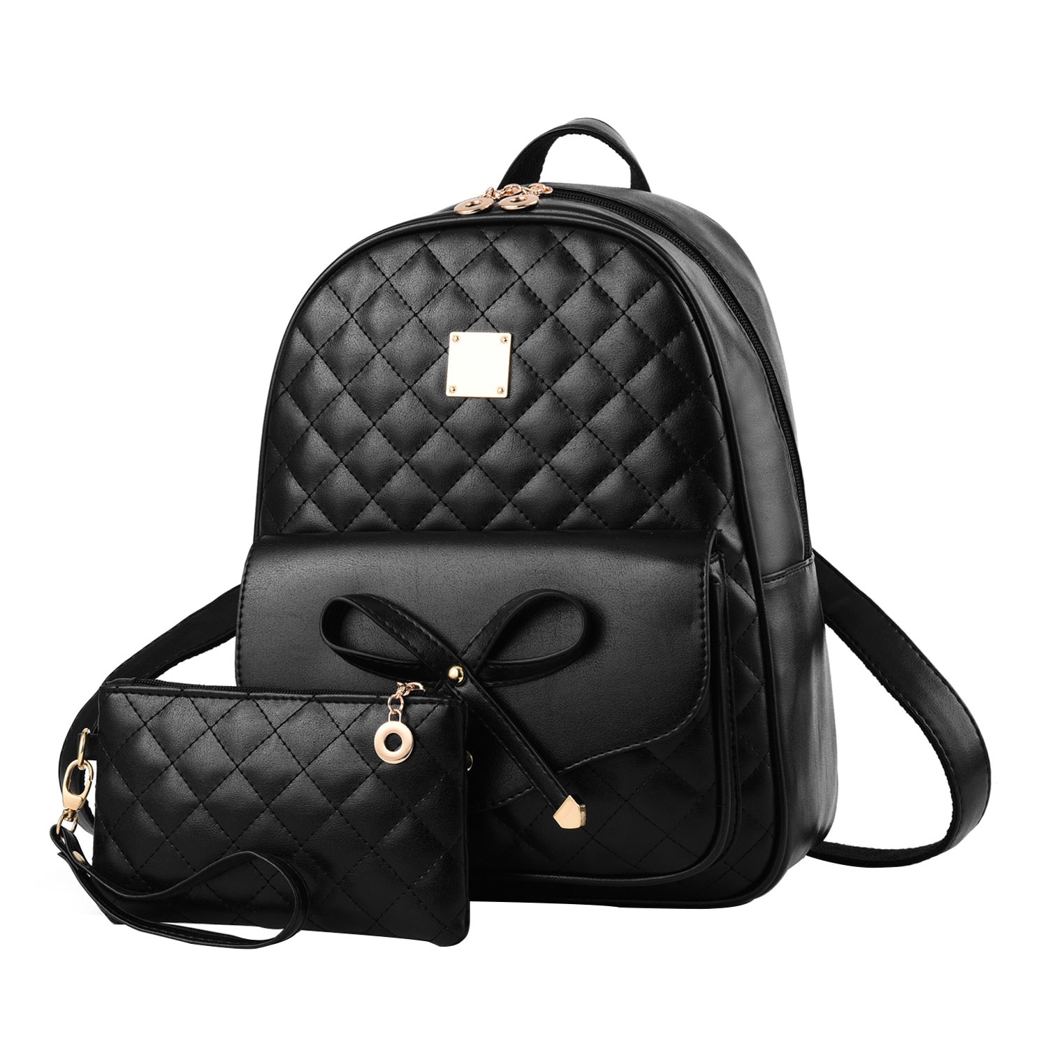 Mini Backpack For Girls Cute Cat Design Fashion Leather Bag Women Casual Fashion Black