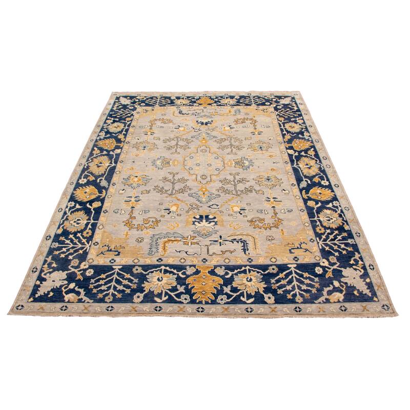 ECARPETGALLERY Hand-knotted Modern Oushak Light Grey Wool Rug - 12' x 15' 3"
