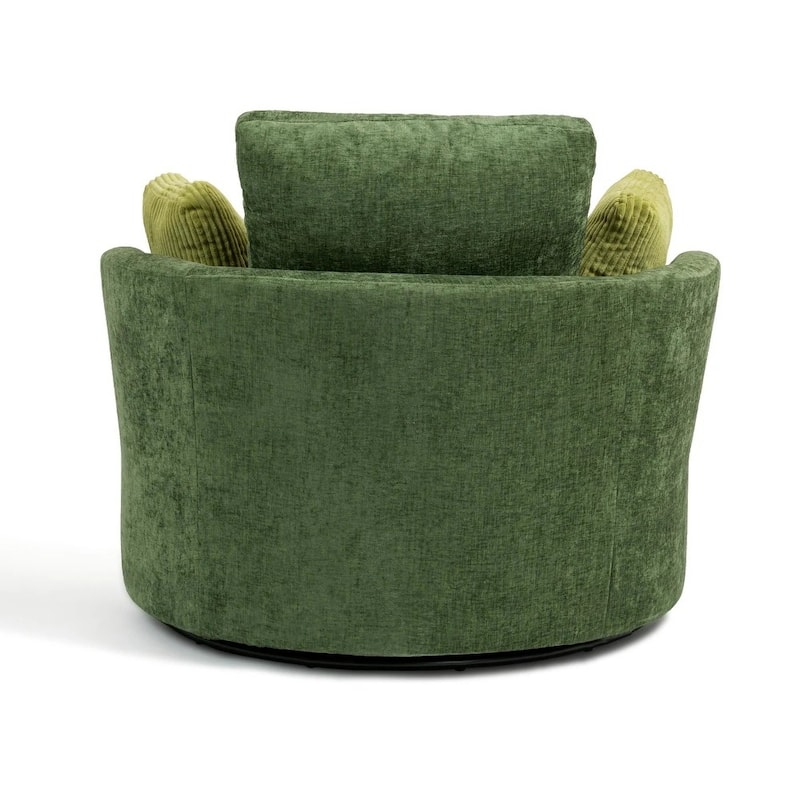 41" W Oversized Accent Barrel Swivel Chair with Moon Storage Ottoman