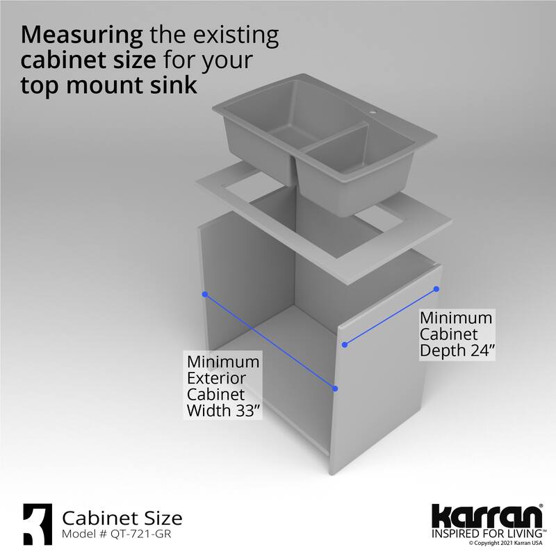 Karran Drop-In Quartz 34 in. Double Bowl 60/40 Kitchen Sink With Bottom Grids and Strainers