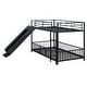 preview thumbnail 14 of 16, Twin over Twin Size Metal Bunk Bed with Slide and Guardrails,Industrial Minimalist Metal Bed聽