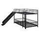 preview thumbnail 34 of 36, Unique Design Twin over Twin Size Metal Bunk Bed with Slide and Guardrails