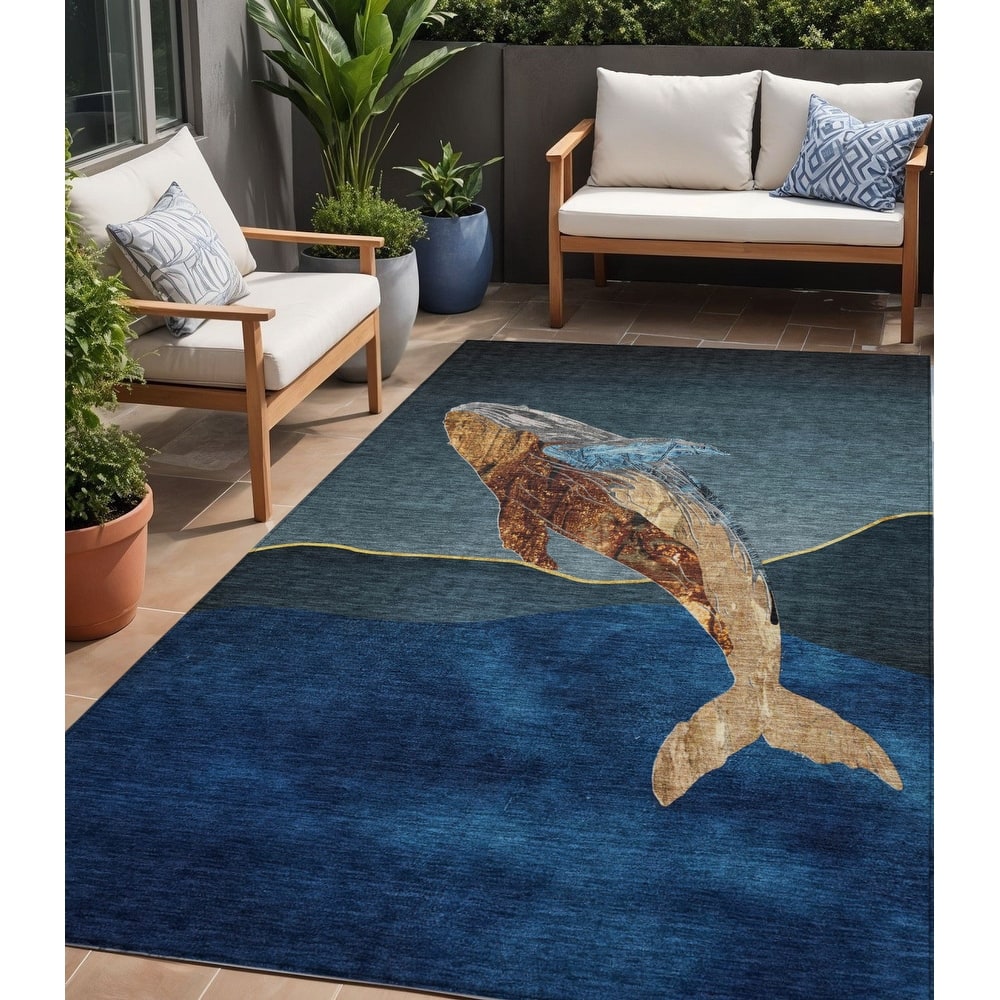 HomeRoots Animal Print Transitional Rectangle Outdoor Rug