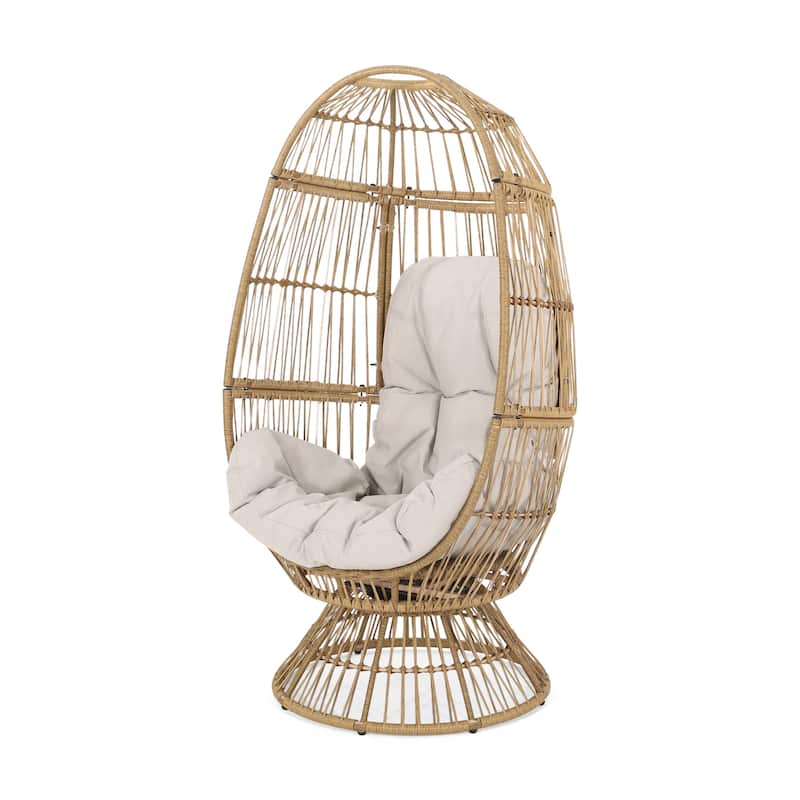 Swivel Egg Chair Basket Chairs Woven Accent Lounge Chair with Cushion