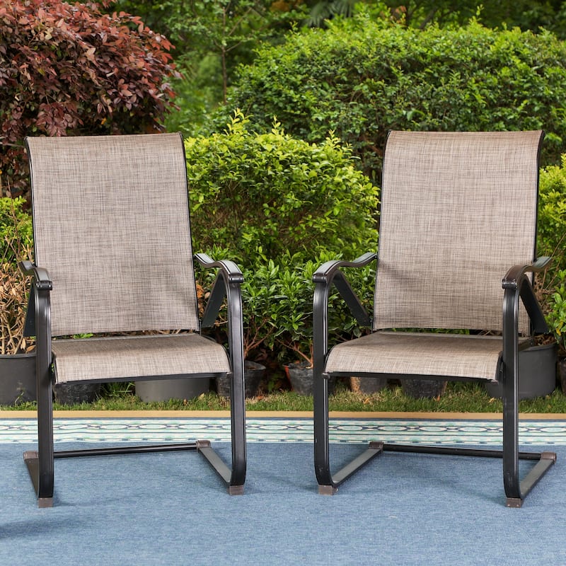 MAISON ARTS 9 Pieces Patio Dining Set, 1 piece Metal Table and 8 pcs C Spring Dining Chairs