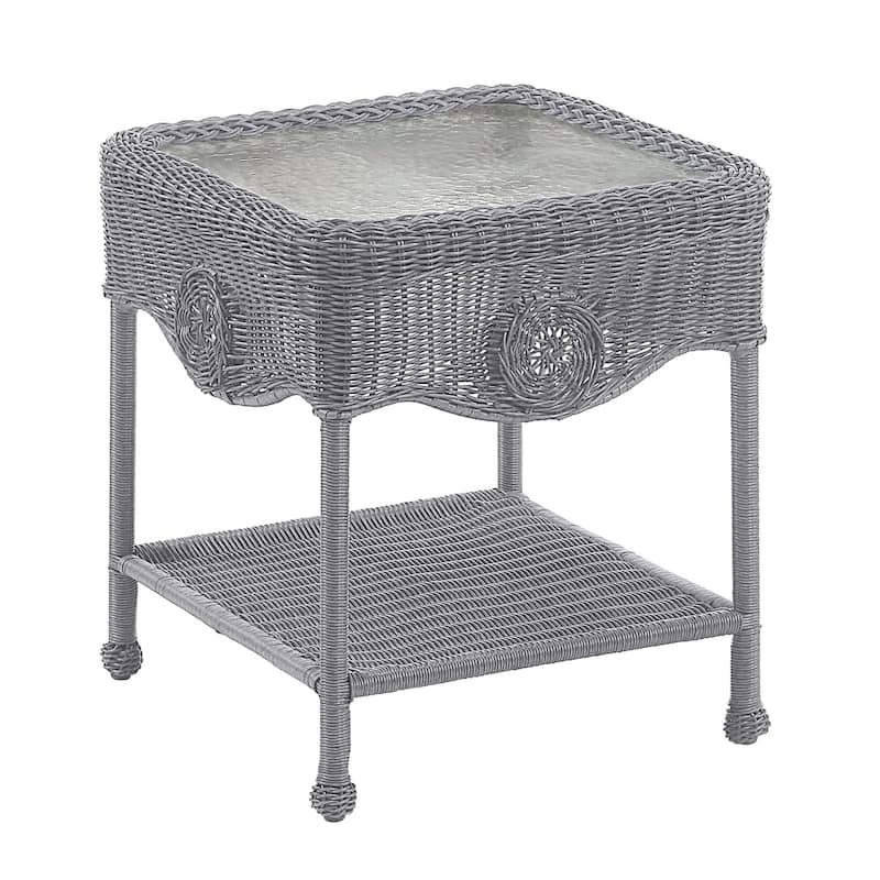 Riviera 18-inch Resin Wicker Side Table - Weathered Grey