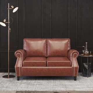 Lawton Faux Leather Loveseat with Nailhead Trim by Christopher Knight Home