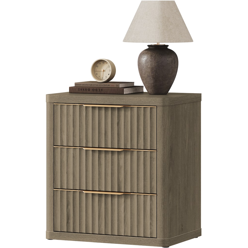 Versatile Retro Nightstand 3 Drawers Wavy Design