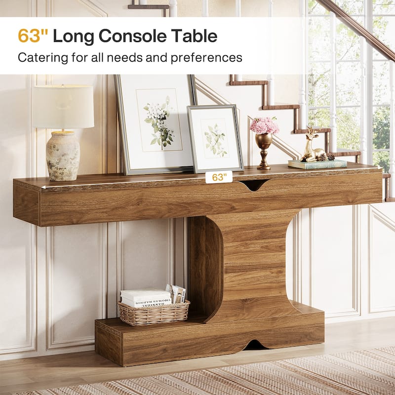 63-Inch Wood Console Sofa Hallway Foyer Table for Entryway