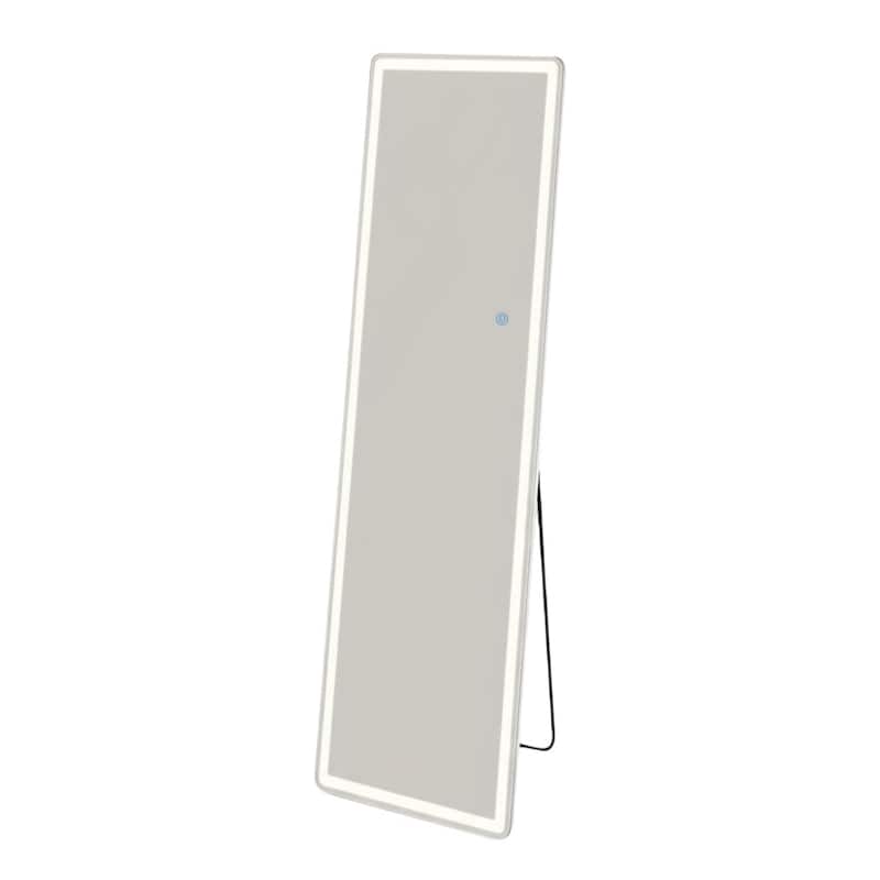HomeRoots 64" Clear Lighted Freestanding and Wall Mount Frameless Full Length Mirror - 21.00 in. x 64.00 in. x 1.50 in.