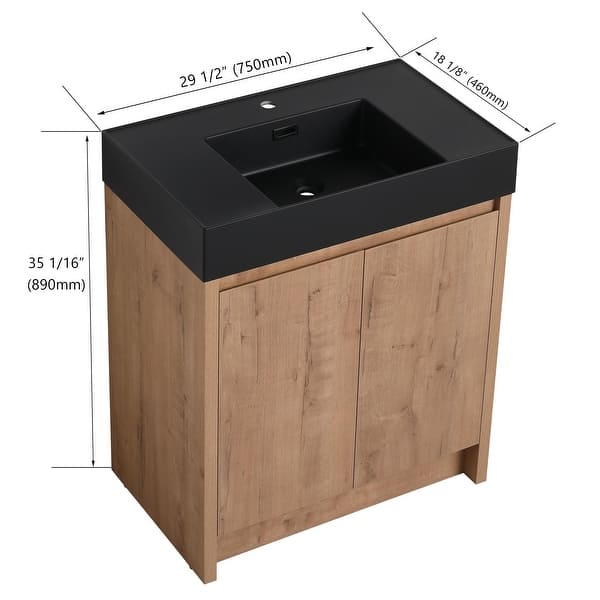 dimension image slide 7 of 8, ARTCHIRLY 24/30 Inch Bathroom Vanity with Sink, Freestanding Bathroom Vanity with Soft Close Door and Adjustable Shelf