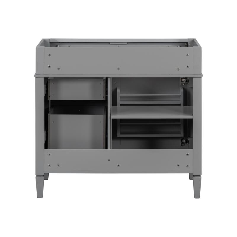 Roomfitters 36'' Bathroom Vanity, Modern Freestanding Storage Cabinet with 2 Drawers and Tip-Out Compartment, Solid Wood Frame