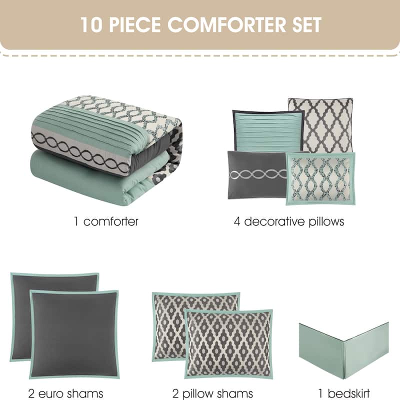 Nanshing Calvin Luxury10-Piece Geometric Comforter Set
