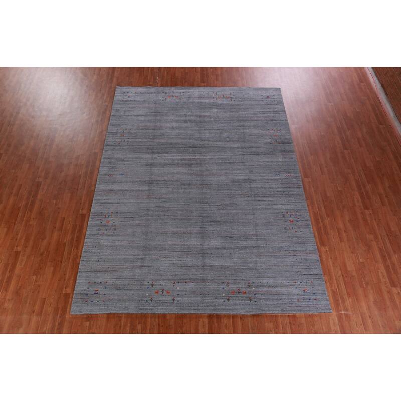 Hand Knotted Oriental 100% Wool Carpet Tribal Tribal Greys & Charcoal Gabbeh Area Rug - 11' 11'' X 8' 10''