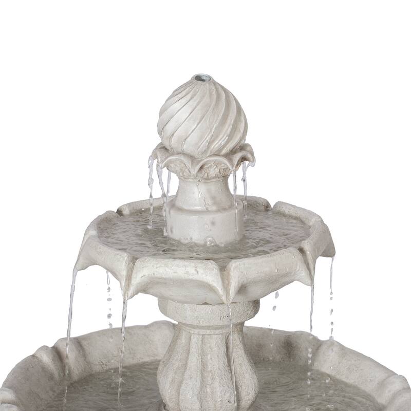 Christopher Knight Home - 2-Tier White 37.4"H Polyresin Outdoor Water Fountain with Recirculating Pump
