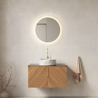 Wall Mounted Bathroom Vanity with Sintered Stone Countertop and Sink
