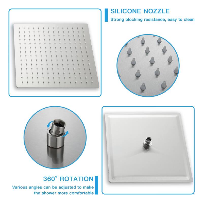 Topcraft 12-inch Ceiling Mount Square Shower System with Rough-in Valve - 12*12