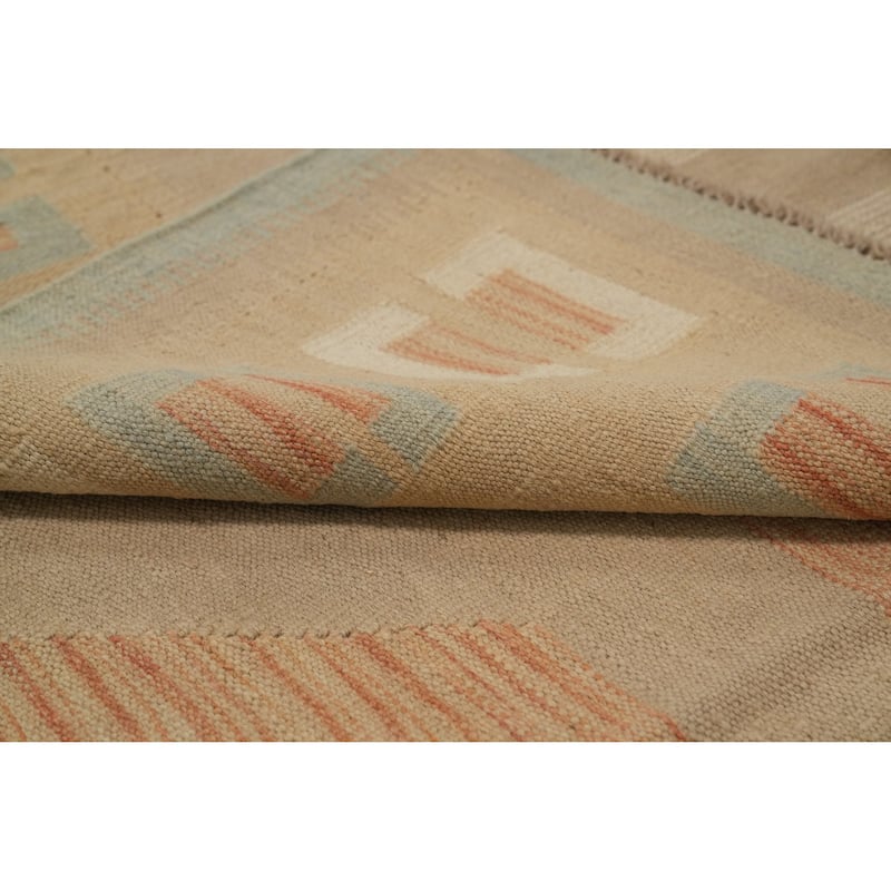 Hand Woven Oriental 100% Wool Carpet Southwestern Tribal Brown Kilim Area Rug - 11' 4'' X 7' 9''
