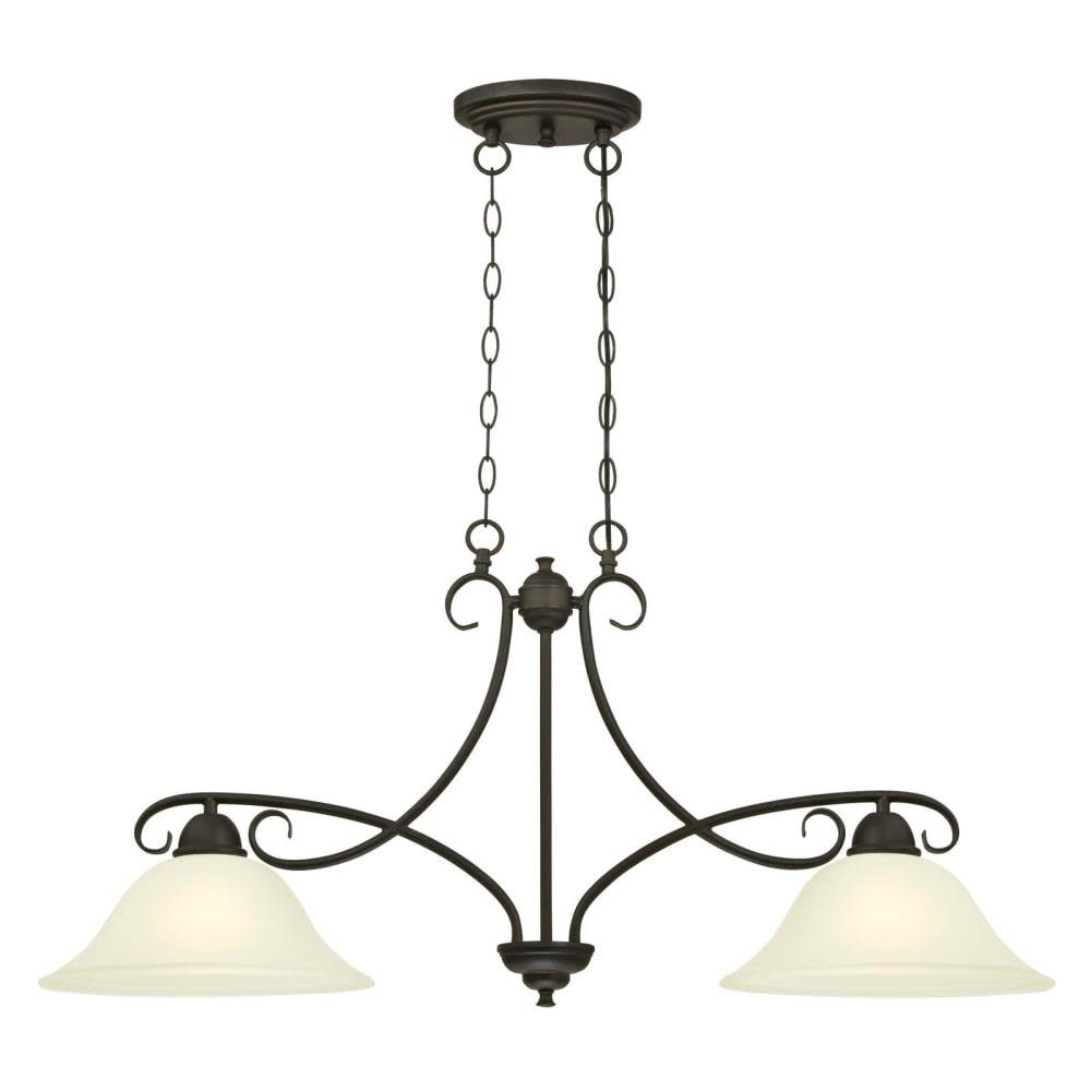 Westinghouse 6305900  Dunmore 2 Light 12" Wide Linear Chandelier with Frosted Glass Shades - Chandeliers For Bedrooms by Overstock.com