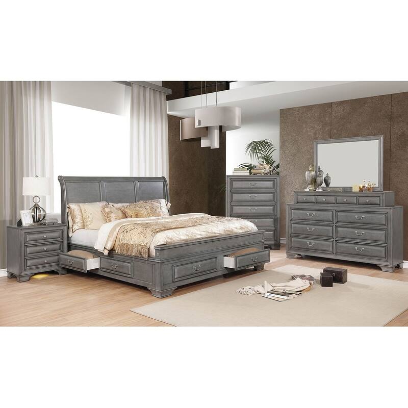 Solid wood 1pc Nightstand Nickel Round Knob Transitional Style 3-Drawers Nightstand w Under Nightlight