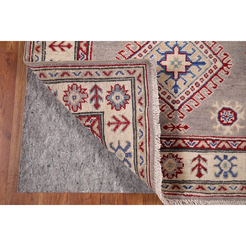 Gray Kazak Oriental Runner Rug Hand-Knotted Wool Carpet - 2'9" x 19'8"