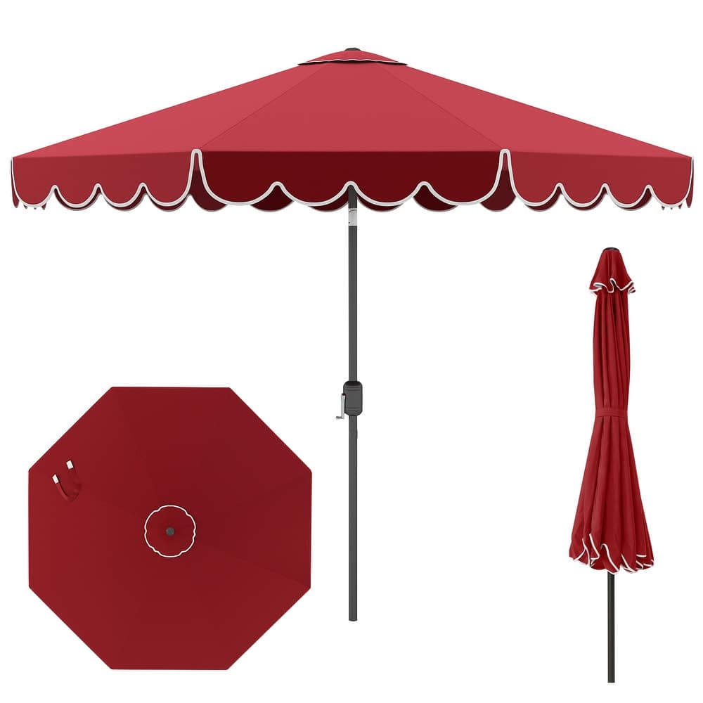 10 Ft Sun Shade Umbrella with Fade-Resistant Polyester Canopy and Easy Tilt Push Button Feature