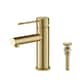 Luxury Solid Brass Single Hole Bathroom Faucet - Brushed Gold W/ Pop Up Drain