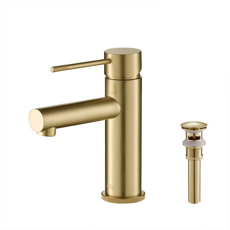 Luxury Single Hole Bathroom Faucet - Brushed Gold W/ Pop Up Drain