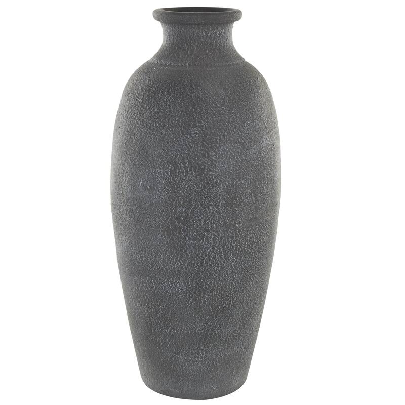 Ceramic Textured Whitewashed Decorative Vase - Black - Roche River Decor