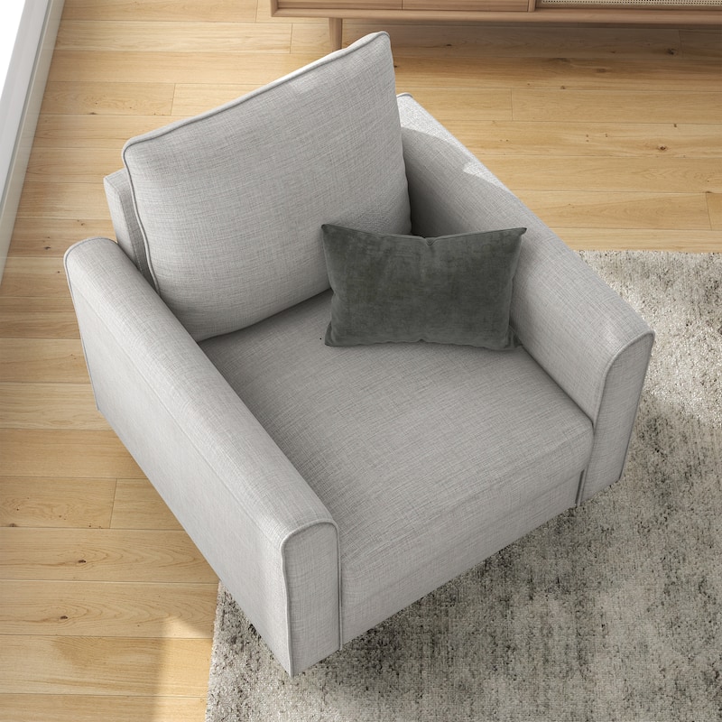 Rowan Contemporary Flared Arms Chair with Solid Wood Tapered Legs, Upholstered Fabric Single Sofa Chair by Furniture of America